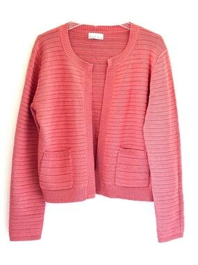 Becool Coral Knit Open-Front Cardigan with Pockets